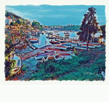 Cavtat Boats on Land Painting by Zoran Nikolic 