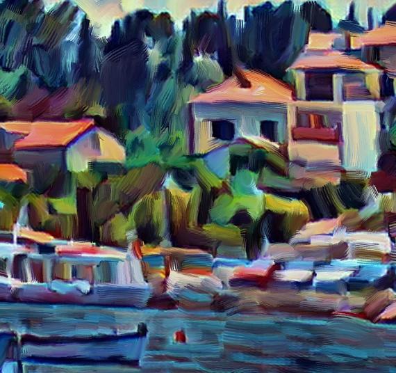 Cavtat Old Town Panorama Painting by Zoran Nikolic - Zoom #1