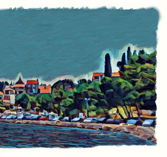 Cavtat Old Town Panorama Painting by Zoran Nikolic - Zoom Right