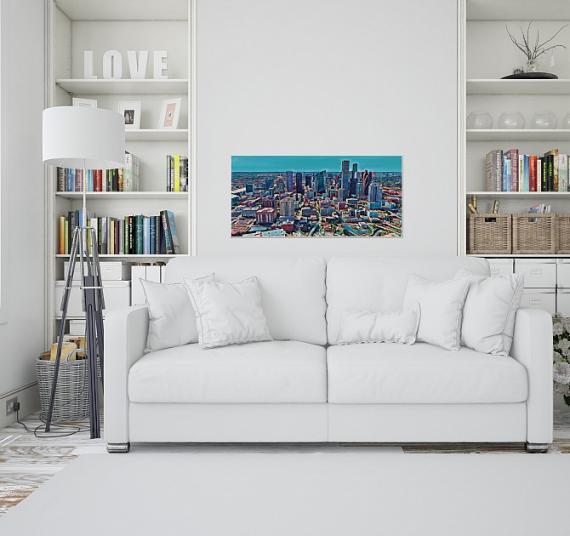 Houston Downtown Visual Elements Painting by Zoran Nikolic - Room Mockup