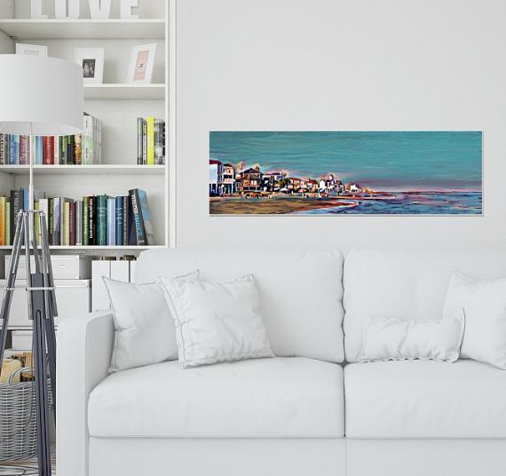 Lazy October Sunday Pirates Beach Galveston Painting by Zoran Nikolic - Room Mockup