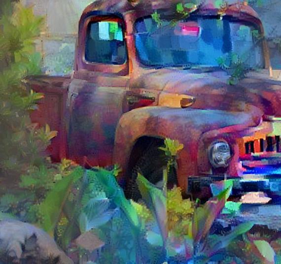 Enchanted Red Truck Painting by Zoran Nikolic - Zoom in #1